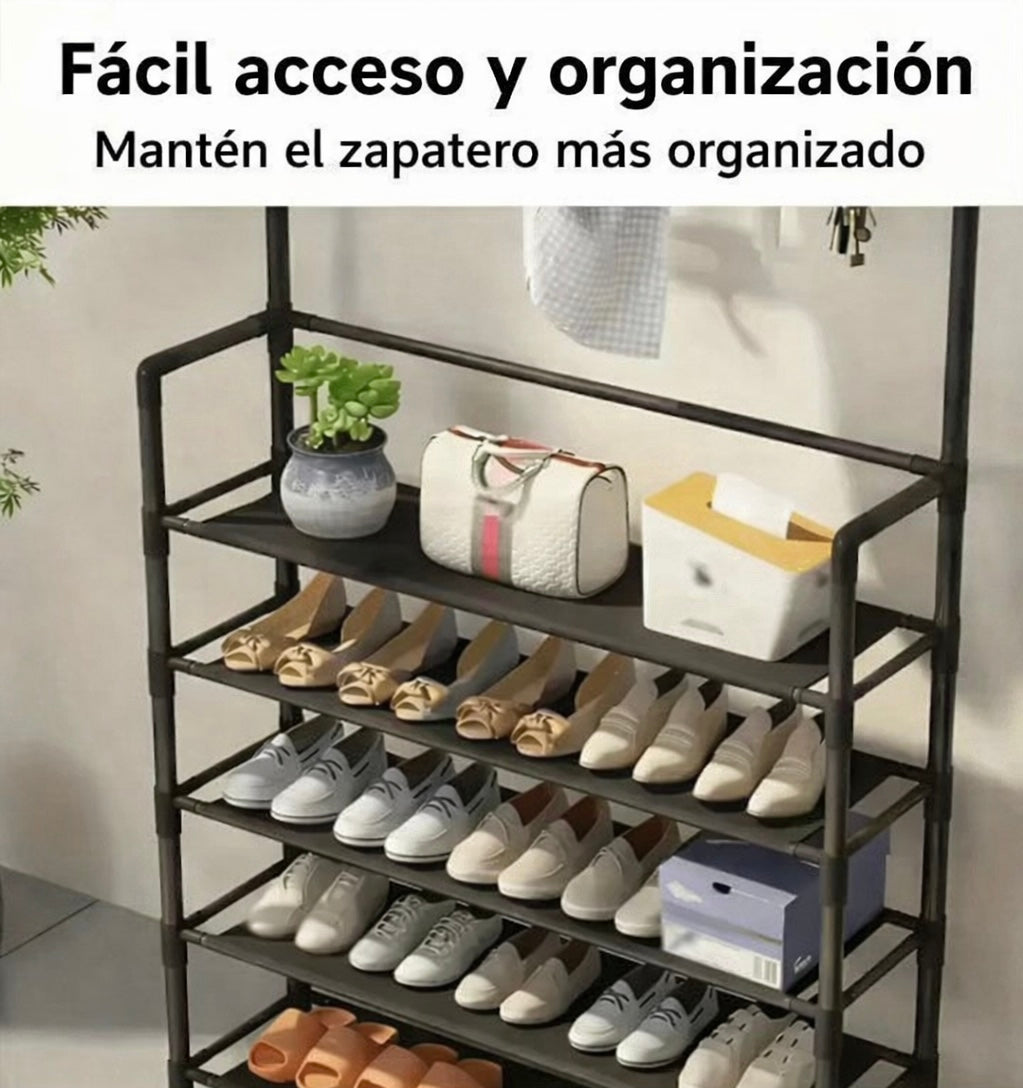 Zapatero Vertical con Perchero Integrado