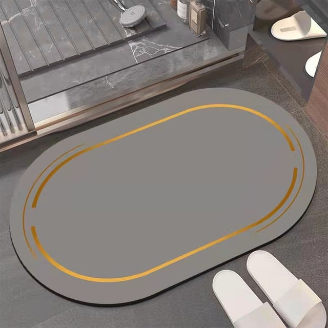 Alfombra de Baño Antideslizante Premium – Diseño Ovalado Moderno y Súper Absorbente