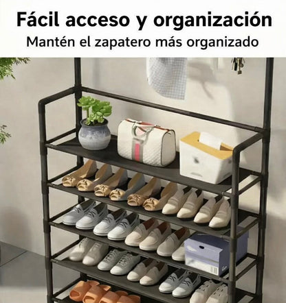 Zapatero Vertical con Perchero Integrado