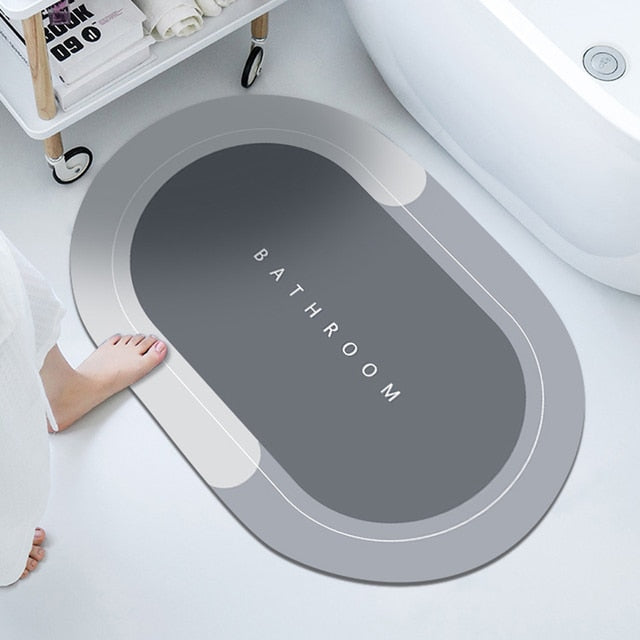 Alfombra de Baño Antideslizante Premium – Diseño Ovalado Moderno y Súper Absorbente
